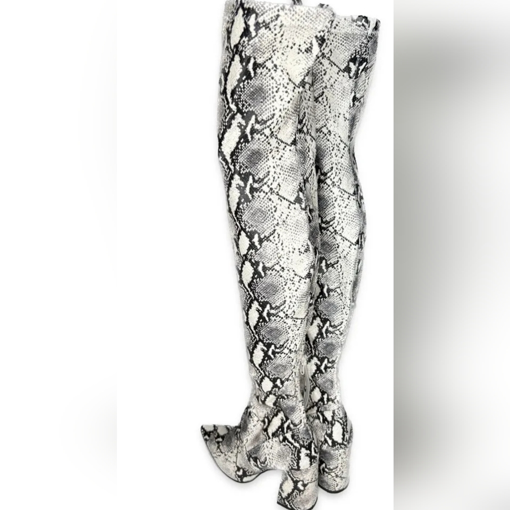 Steve Madden Women's Jacoby Thigh-High Over-The-Knee Boots Natural Snake Size 6